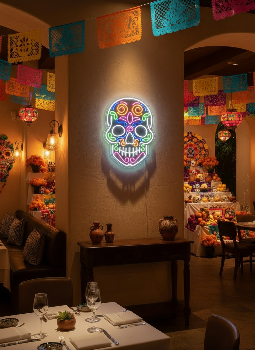 La Catrina Skull Neon Sign