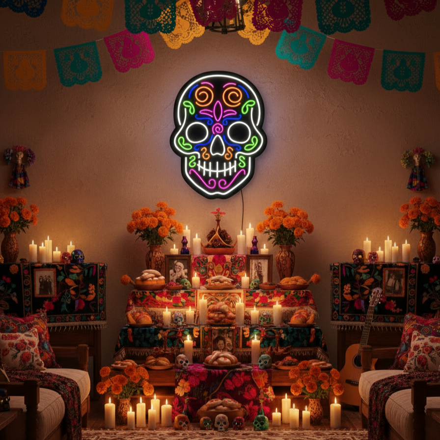 La Catrina Skull Neon Sign
