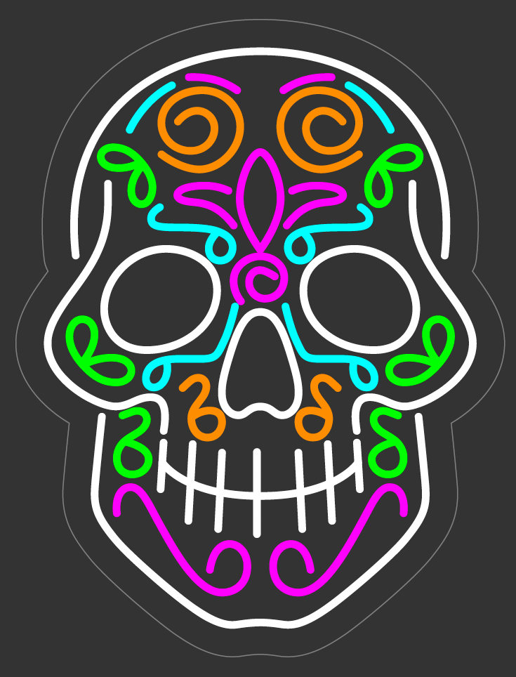 La Catrina Skull Neon Sign for Indoor